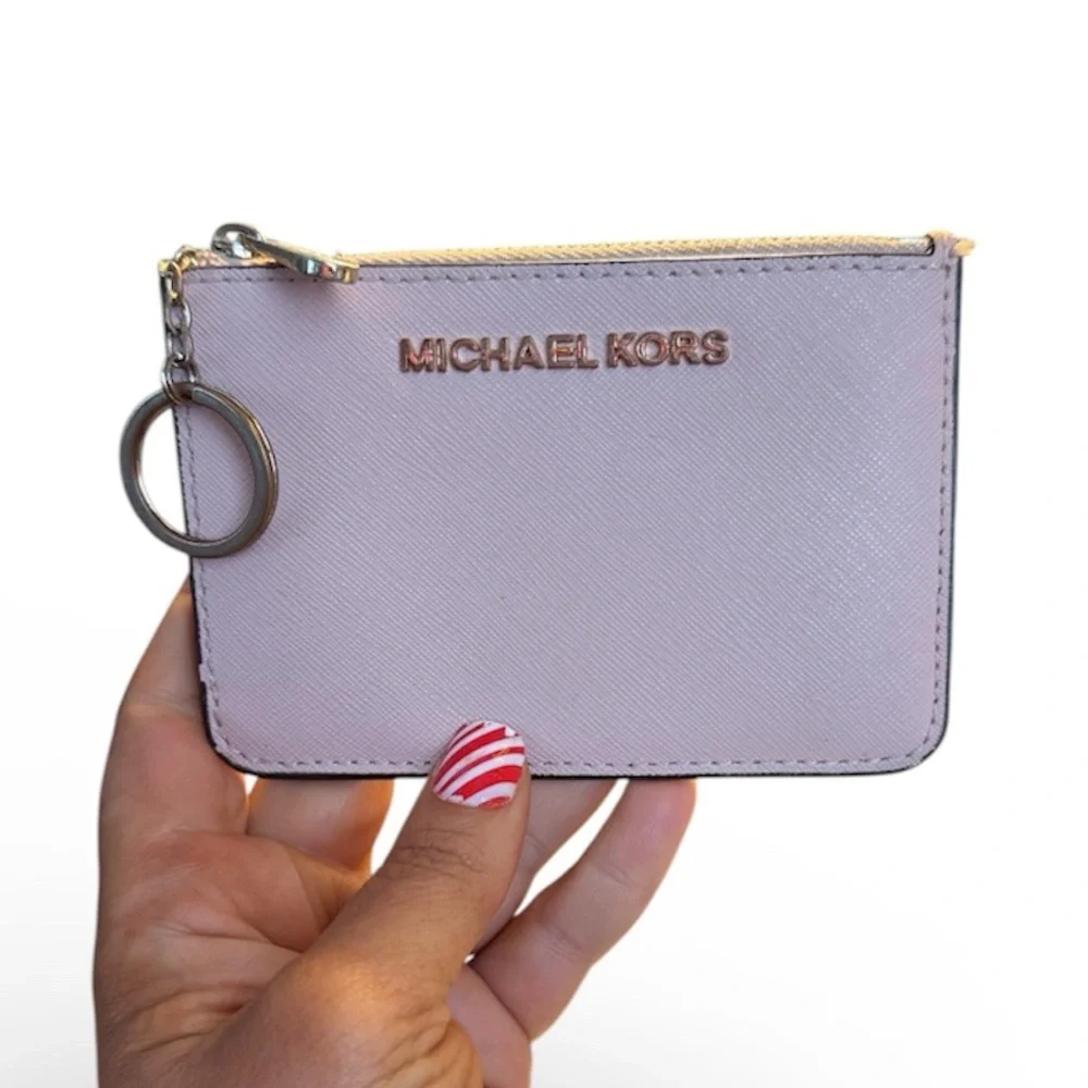 Michael Kors Blush Card Holder with Keyring pink wallet coin purse MK designer